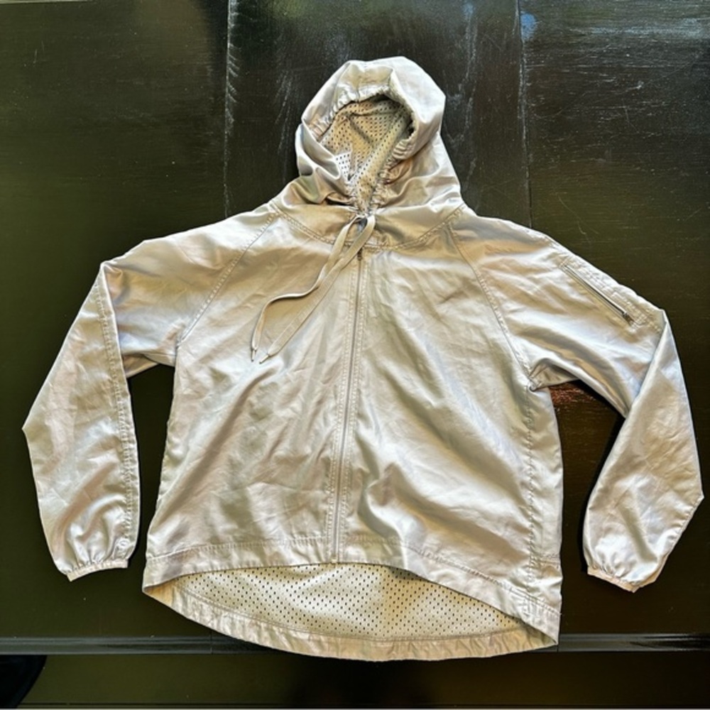 Retro Champion Medium Silver Zip Up Windbreaker Oversized